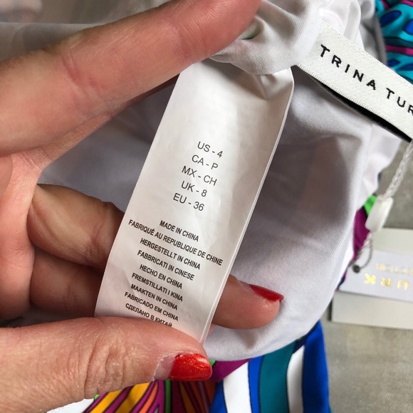 Trina Turk Paradise Plume off shoulder bathing suit one piece size 4 green blue - Picture 6 of 8